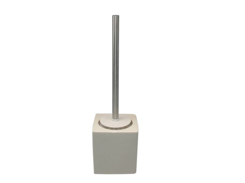 BampQ Crackled Ceramic Square Toilet Brush Holder Cream
