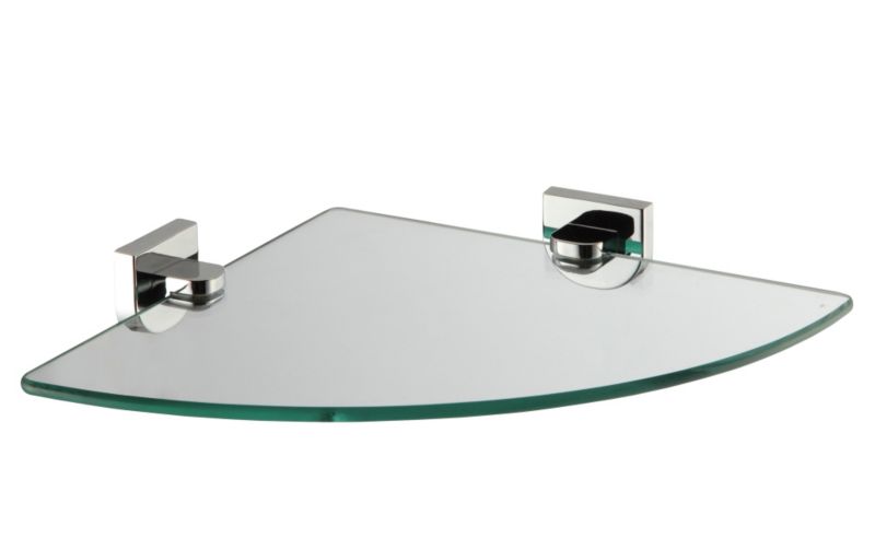 BandQ Axis Chrome and Glass Corner Shelf