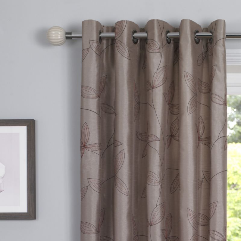 Colours by B&Q Sienna Leaf Embroidered Curtain Sage (W)168 x (L)183cm