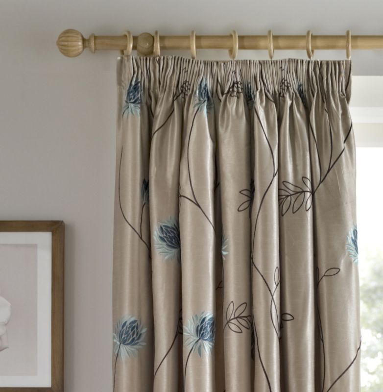 Colours by B&Q Chrysanthemum Embroidered Curtain Teal (W)229 x (L)229cm