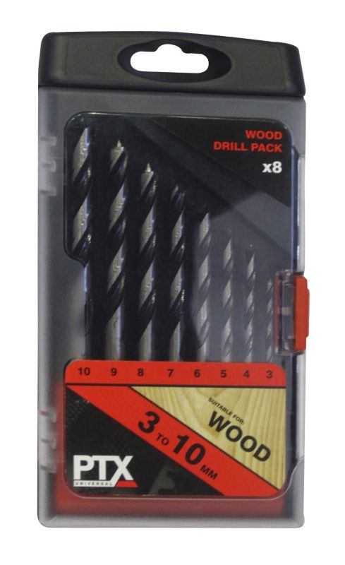 PTX 8 Piece Brad Point Wood Drill Set 3 10mm