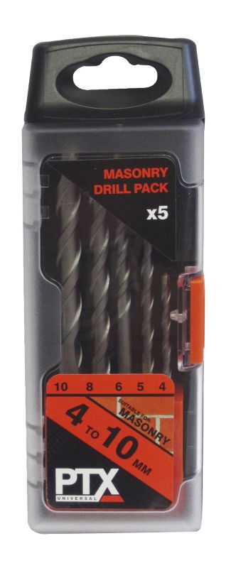 PTX 5 Piece Masonry Drill Bit Set 4 10mm