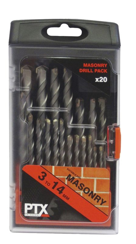 PTX 20 Piece Masonry Drill Bit Set 3 14mm