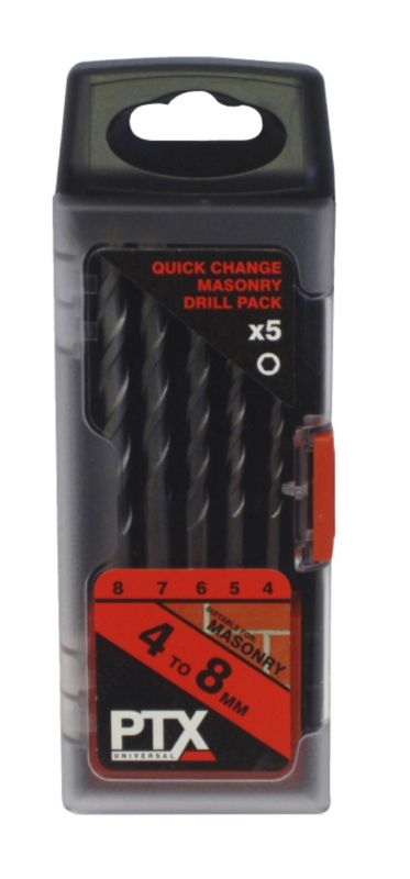 PTX 5 Piece QC Masonry Drill Bit Set 4 8mm