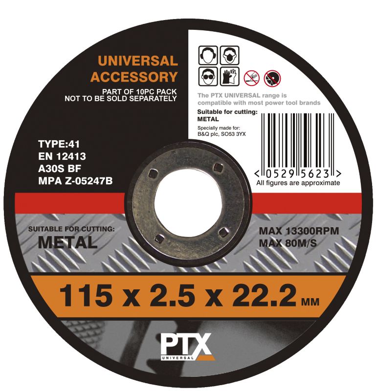 PTX 115mm Flat Metal Cutting Disc 10 Piece