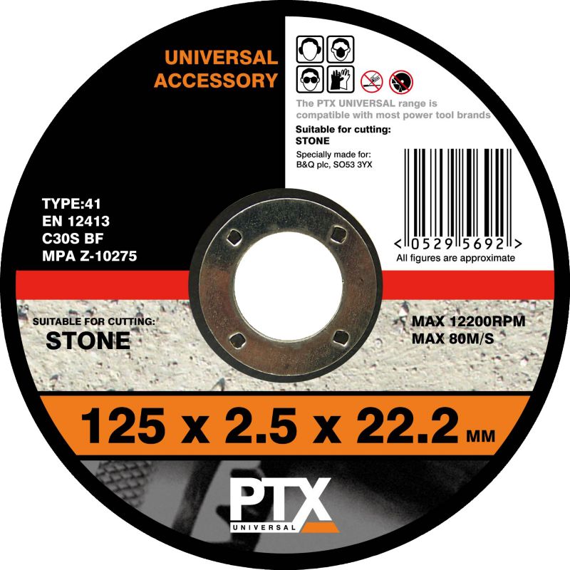PTX 125mm Flat Stone Cutting Disc