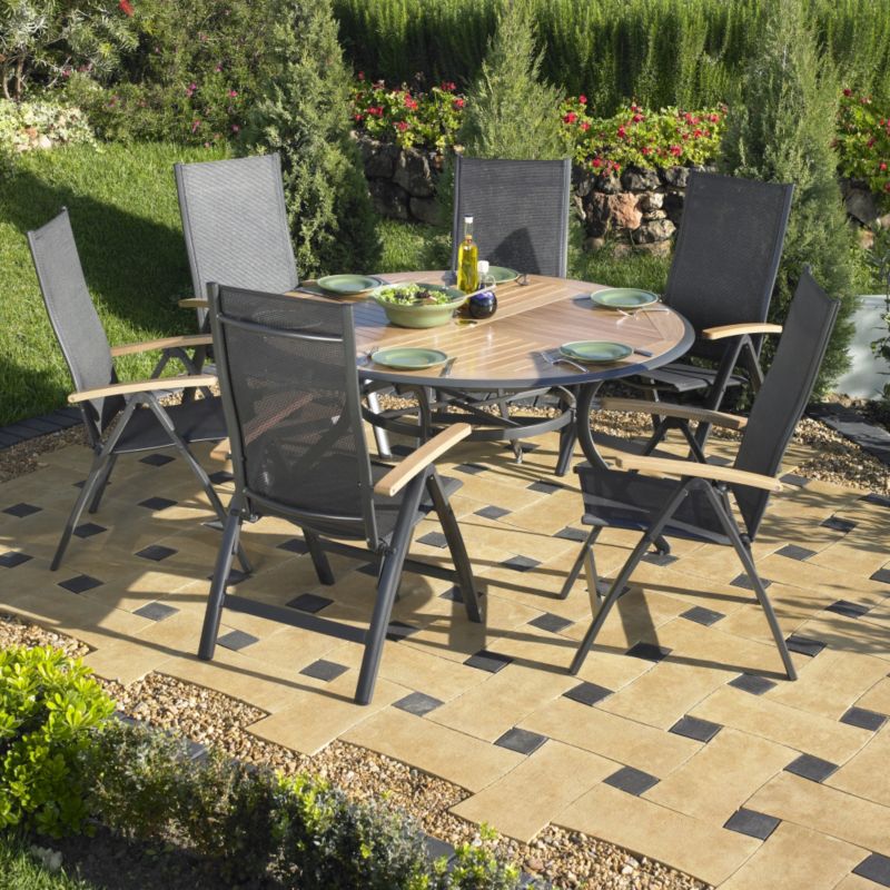 Alternative image for Blooma Bali Large Round Wood-and-Metal 6-Seater Garden Table