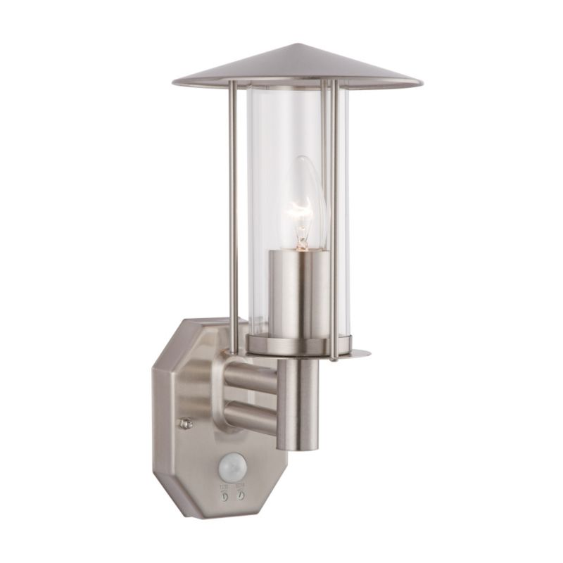 Outdoor Wall Light with PIR in Silver
