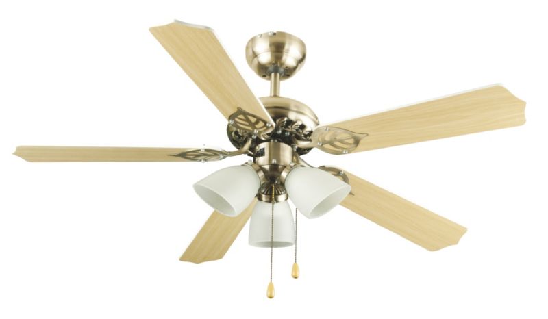 Blyss Carolina Antique Brass Effect Ceiling Fan