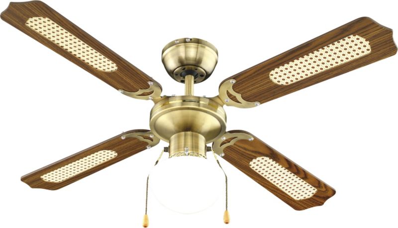 Blyss Reamington Antique Brass Effect Ceiling Fan