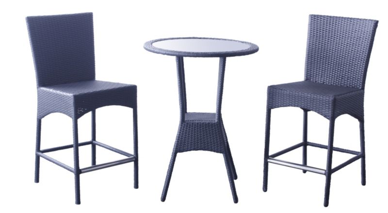 3 Piece Rattan Effect bar Set