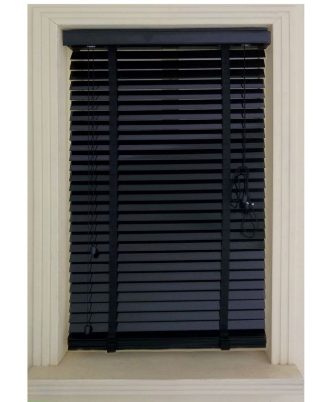 Silvia 50mm Wide Slat PVC Black Venetian Blind