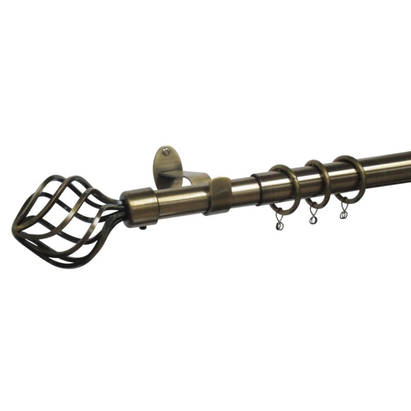 210-360cm Manoir Brass Effect Cage Curtain Pole