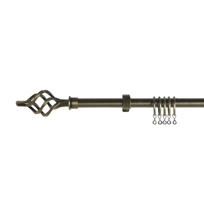 170-300Cm Cage End Sage Antique Brass Curtain Pole