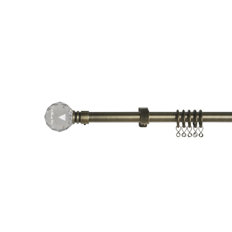 Facetted Ball End Extendable Metal Curtain Pole