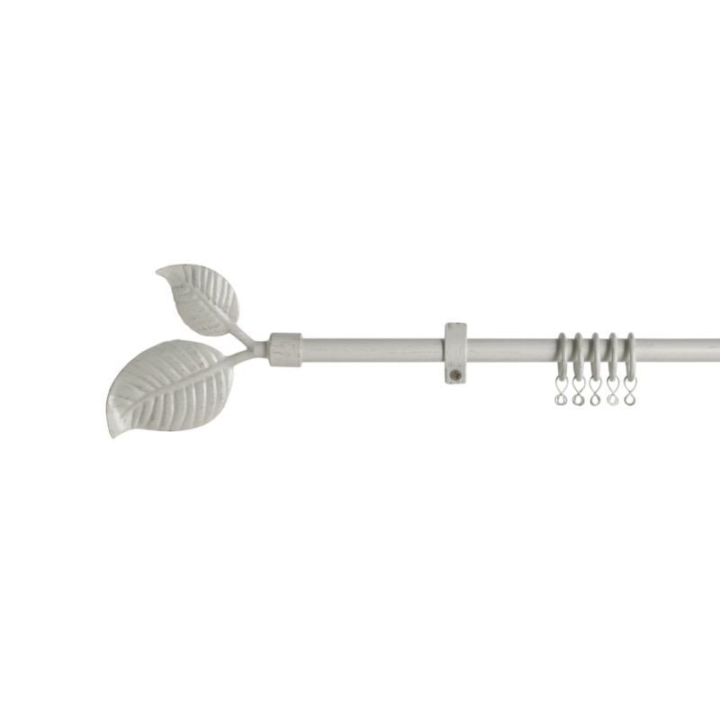 Colours 120-210cm Leaf White Gold Curtain Pole