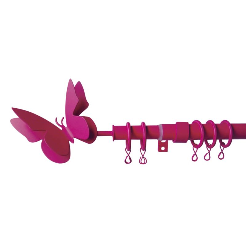 Colours 120-210cm Kids Butterfly Fuschia Curtain Pole