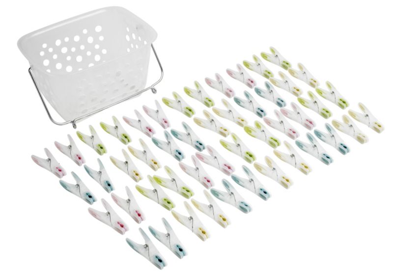 48 Soft Grip Pegs With Basket