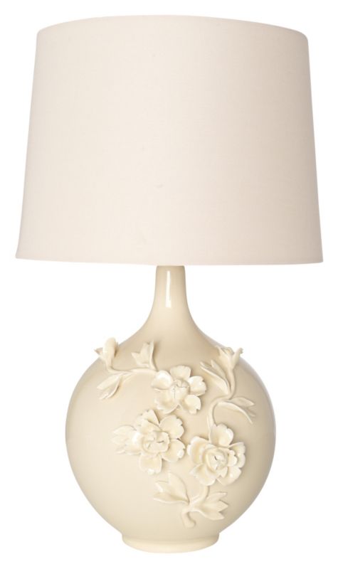 Unbranded Cordelia Ceramic Floral Table Lamp Cream