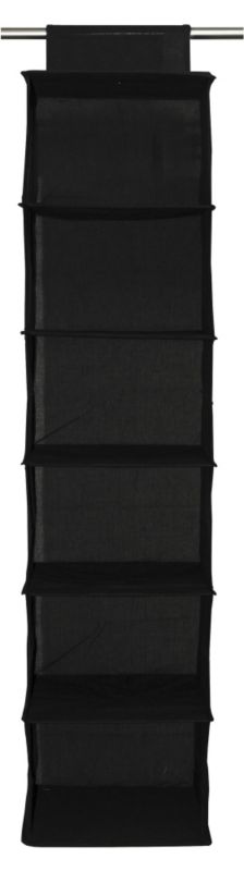 6 Shelf Hanging Clothes Organiser, Black