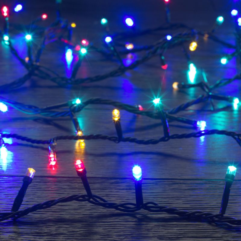 120 Multi Function Multi Coloured LED Lights With Green Cable