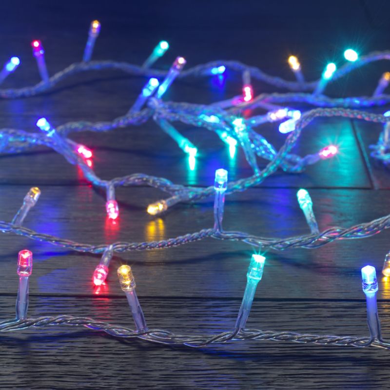 120 Multi Function Multi Coloured LED Lights With Clear Cable