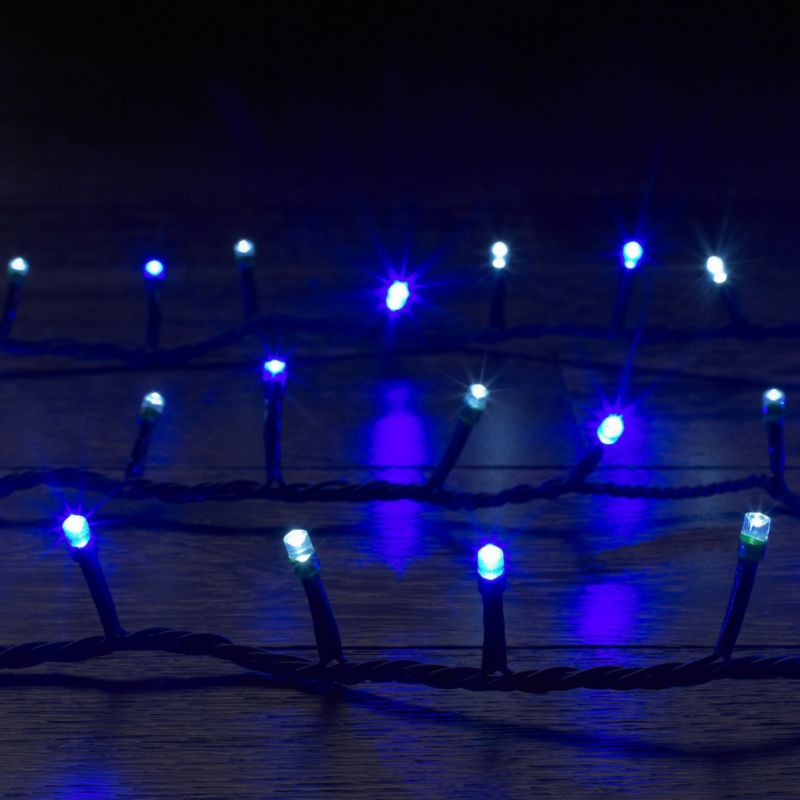 240 Multi Function Blue & White LED Lights With Green Cable