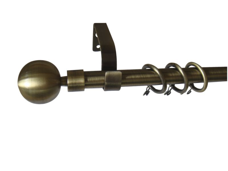 Unbranded Curtain Pole With Ball Finial Antique Brass Effect
