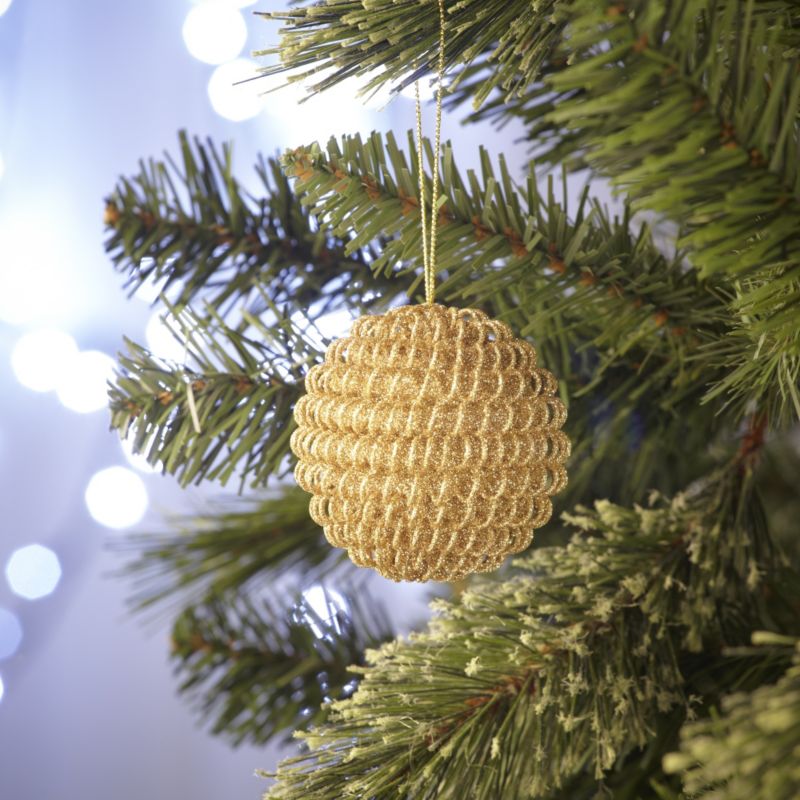 60mm Gold Effect Glitter Wire Bauble