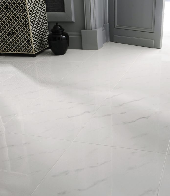 Guocera Carrara White Matt Floor Tiles Pack of 5