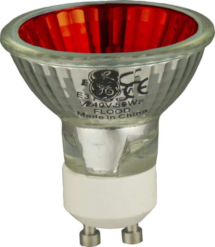 GE Halogen Coloured Lightbulb 12966 Red 1 Pack 50w