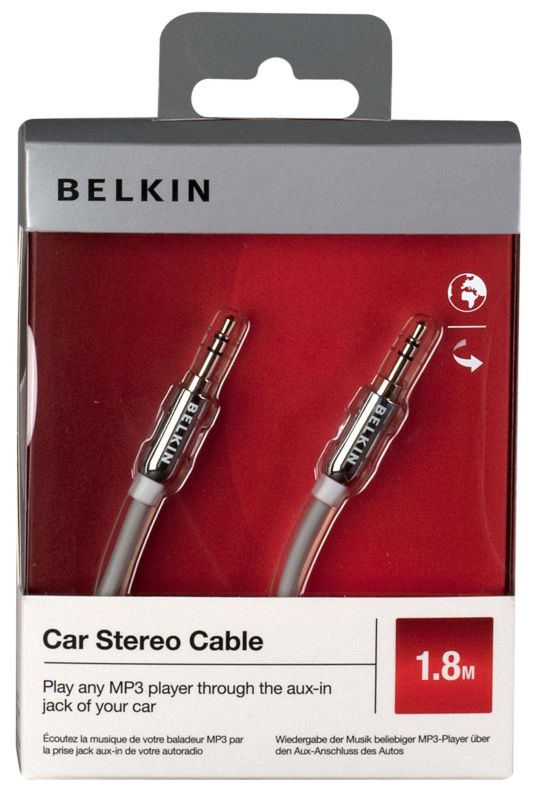 Belkin iPhone Mini Stereo Dub Cord 35mm M to M 6 Ft Gray
