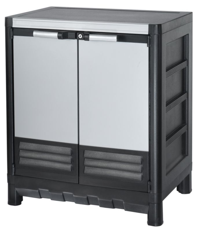 Keter Stronghold Base Cabinet (Includes Lid) Black/Metal