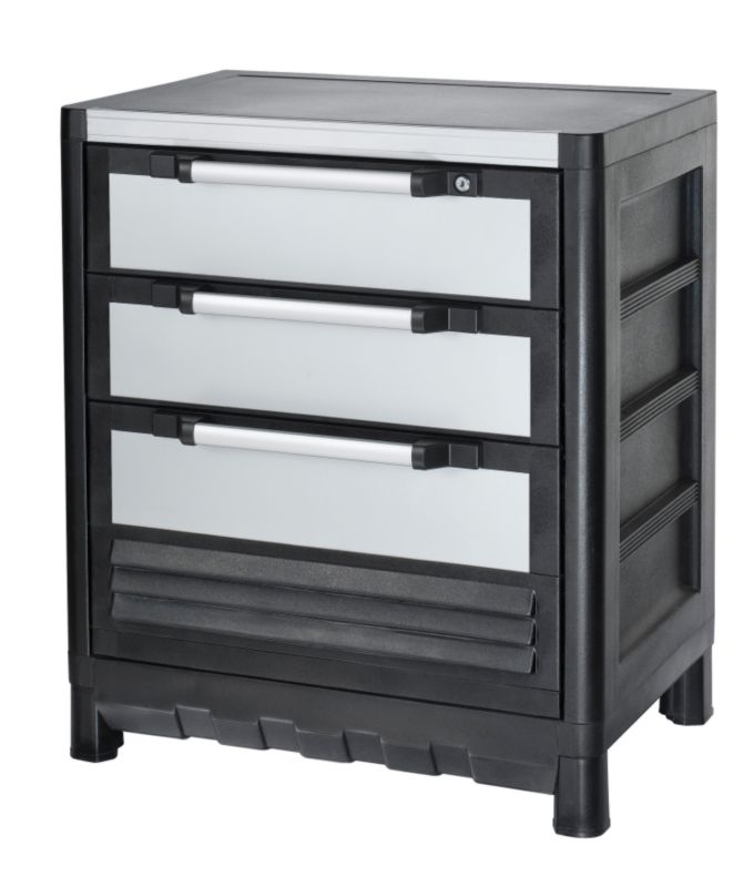 Stronghold 3 Drawer Cabinet Includes Lid BlackMetal