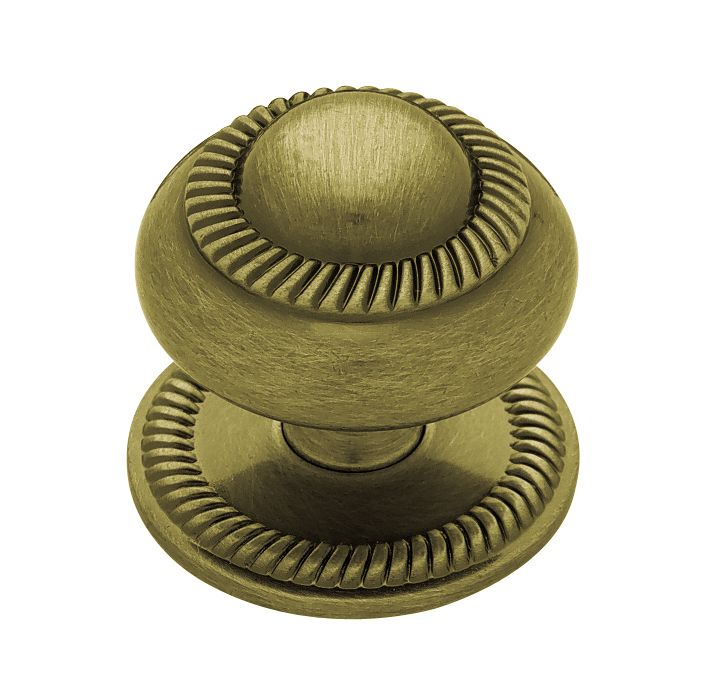 Liberty Roped Knob with Backplate Antique Brass Effect