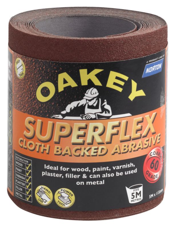 Oakey Abrasive Cloth Backed Roll Coarse 5m