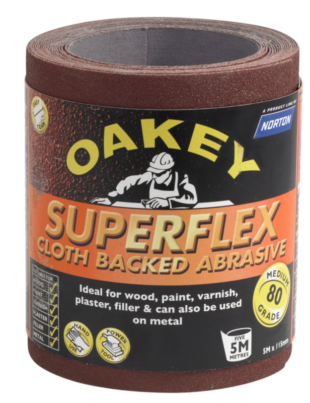 Oakey Abrasive Cloth Backed Roll Medium 5m