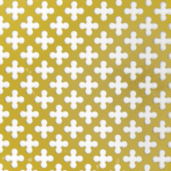 Clover Perforated Sheet Anodised Gold Coloured L500mm x W500mm