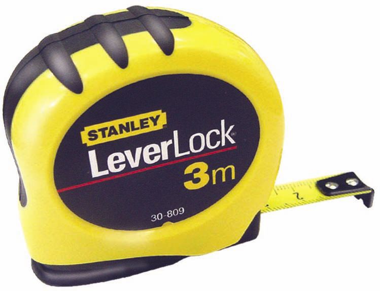 Stanley Leverlock Tape Black-Yellow 3m-10ft
