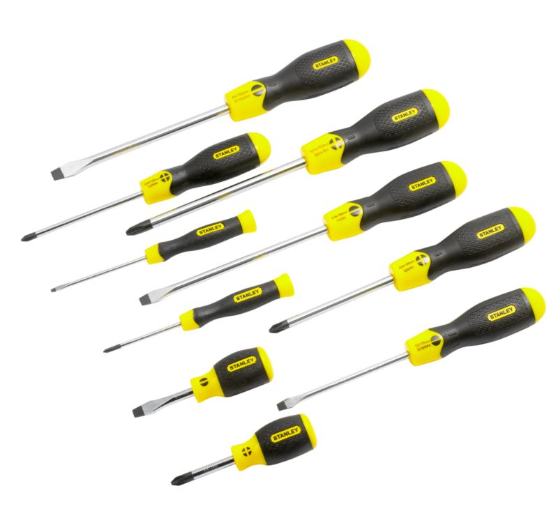 Stanley Cushion Grip Screwdriver Set Black/Yellow 10pce