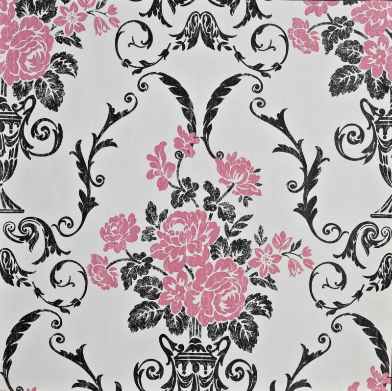Living Walls Beatrice Pink and Black Wallcovering 10m