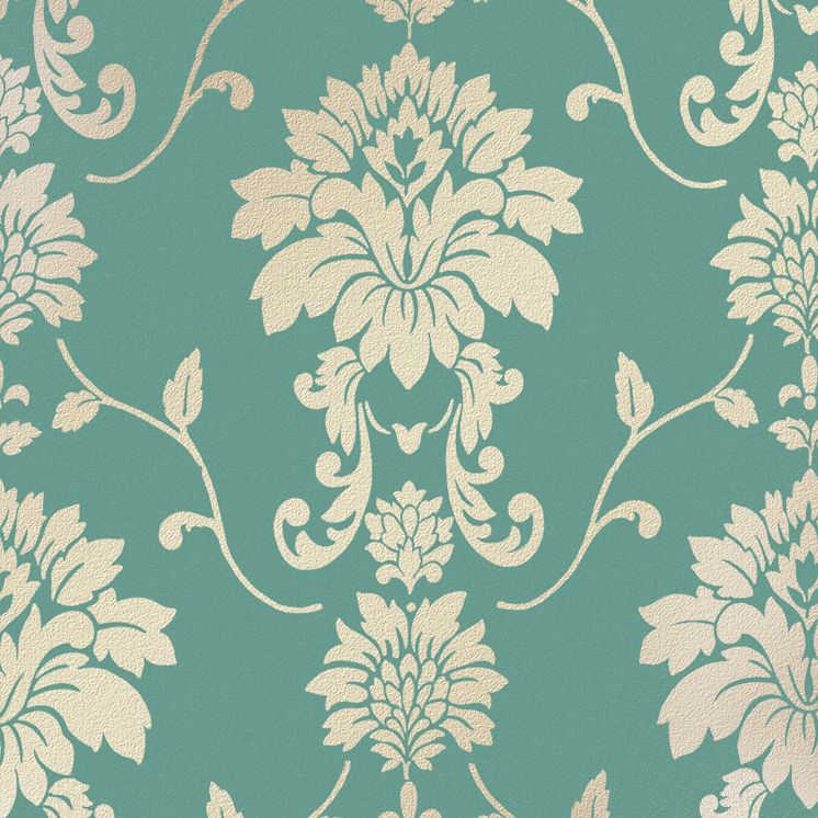 Classical Wallpaper Turquoise and Gold Effect 10M