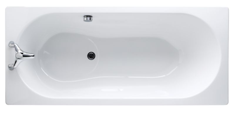 Steel Straight Bath White (L)1700 x (W)750mm