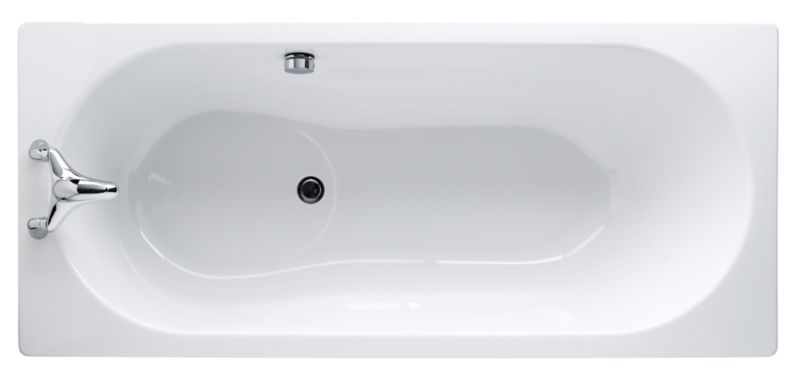 Steel Straight Bath White (L)1600 x (W)700mm