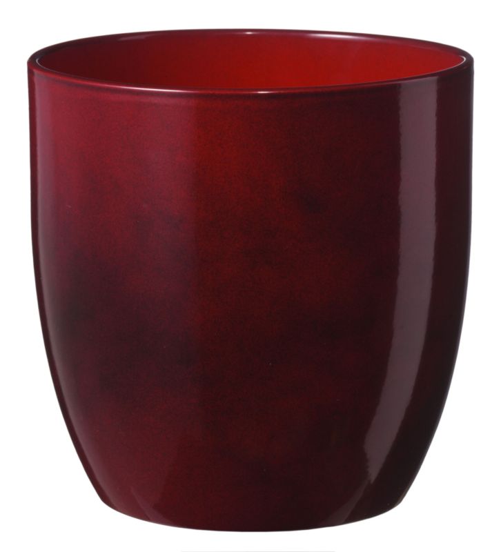 Basel Brushed Deep Red Round Pot - 27cm