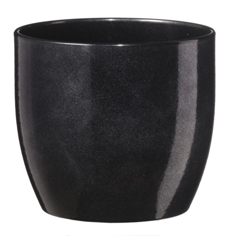 Basel Brushed Black Round Pot - 19cm