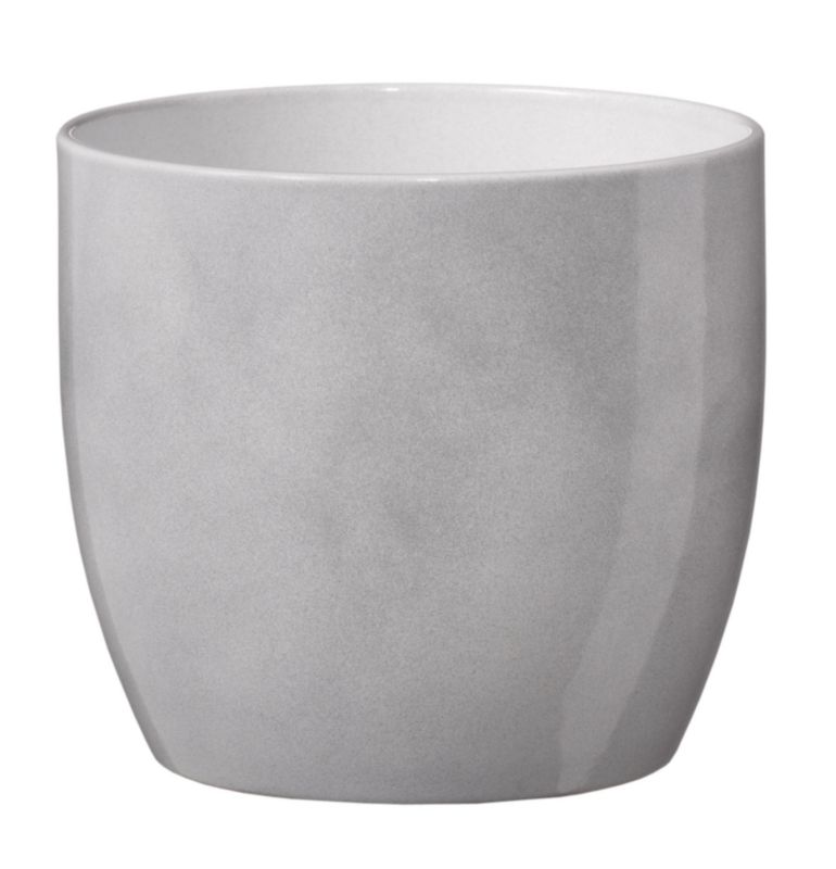 Basel Brushed White Round Pot - 19cm