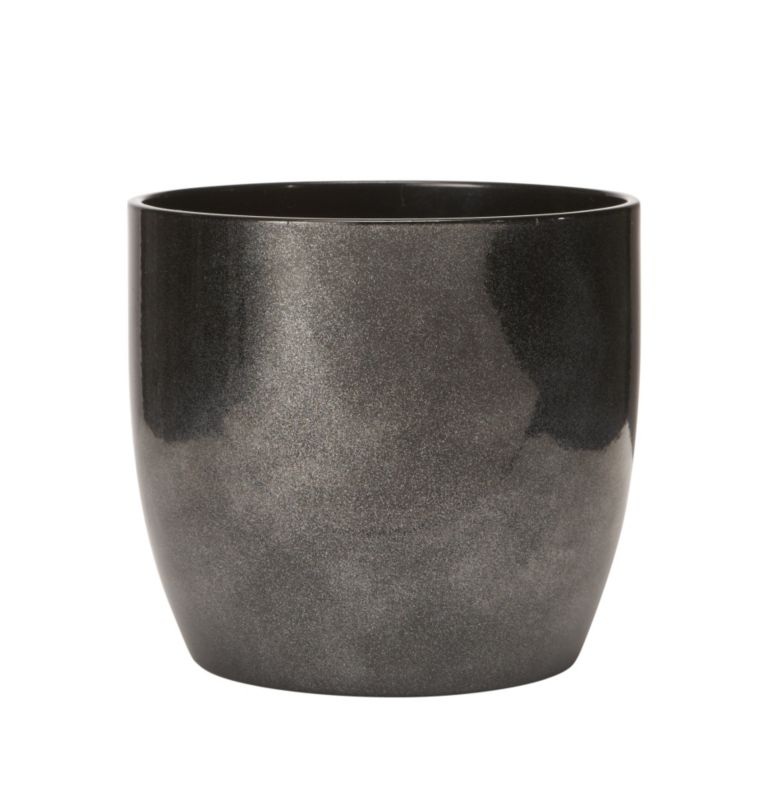 Basel Brushed Black Round Pot - 14cm