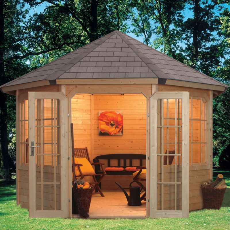 KARIBU Roma 2 Log Cabin (H) 3.15m x (W) 3.34m x (L) 3.34m