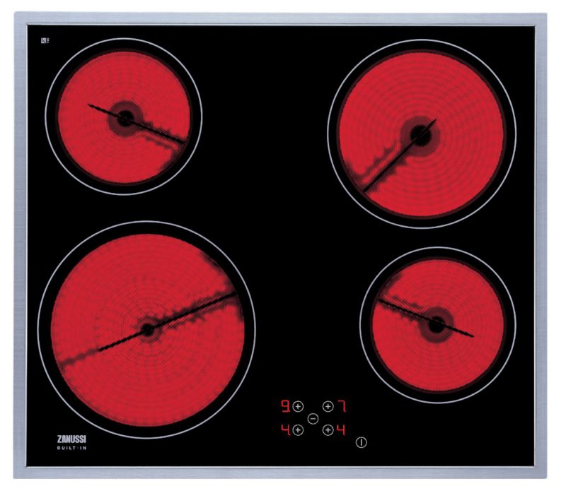 Zanussi 4 Zone Ceramic Hob With Touch Controls ZKT621LX Black Glass